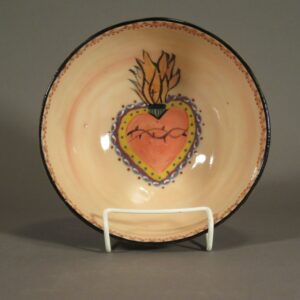 Pink, Chartreuse and Violet Bowl with Sacred Heart Design