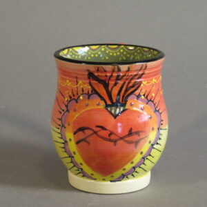 Medium Chartreuse, Red and Green Mug with Sacred Heart Design