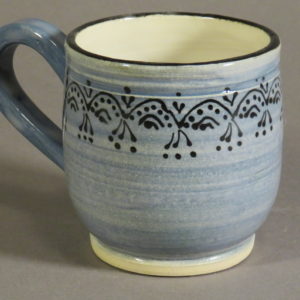 Medium, Pansy Blue, Burgundy and White Mug