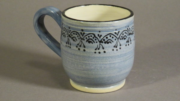 Medium, Pansy Blue, Burgundy and White Mug