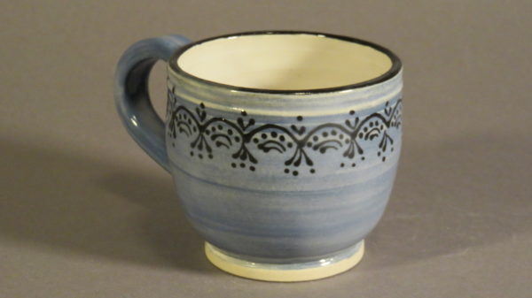 Small, Pansy Blue, Burgundy and White Mug