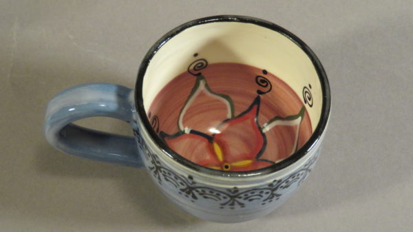 Small, Pansy Blue, Burgundy and White Mug - Image 3