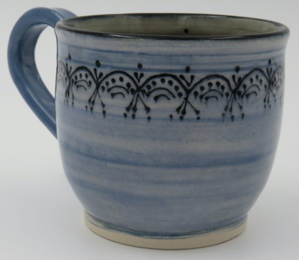 Medium, Pansy Blue, Burgundy and Grey Mug - Image 3